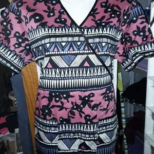Pink & Purple Scrub Top Small